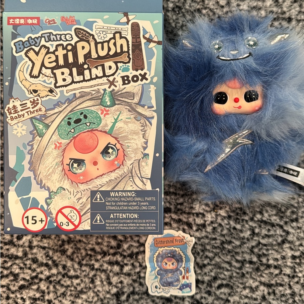 Baby three yeti plush- glittershine frost
